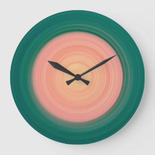 Forest Green and Salmon Pink Große Wanduhr