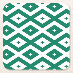 Forest green and white diamond pattern rechteckiger pappuntersetzer