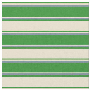 Forest Green, Beige & Light Slate Gran Lines Stoff