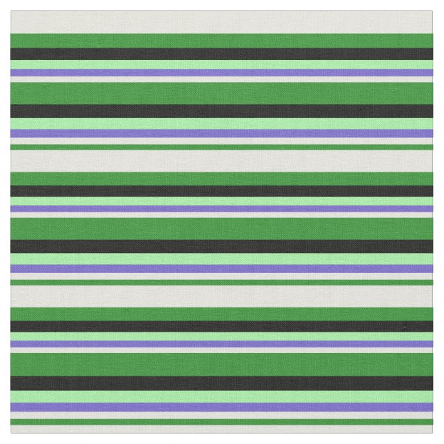 Forest Green, Beige, Slate Blue, Green & Black Stoff (Nahaufnahme)