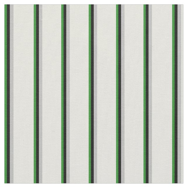 Forest Green, Black, Grau & Beige Lined Pattern Stoff (Nahaufnahme)