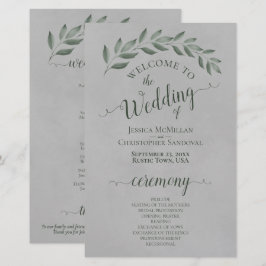 Forest Green Blätter on Grey Budget Wedding Progra