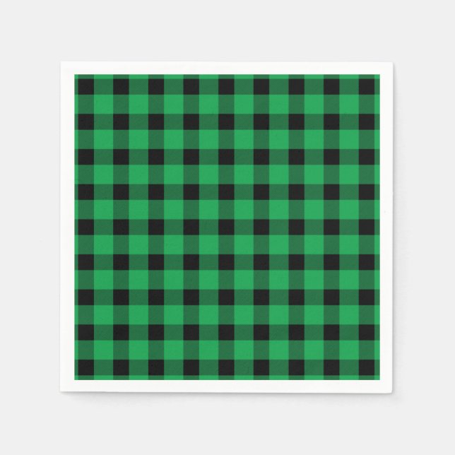 Forest Green Buffalo Country Lumberjack Kariert Serviette (Vorderseite)