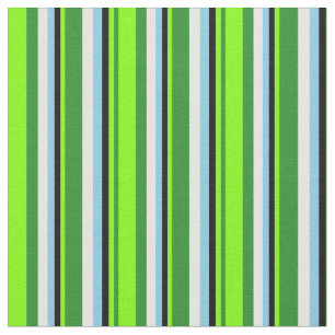 Forest Green, Chartreuse, Black, Sky Blue & White Stoff