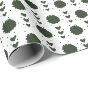 Forest Green Cheerleader Pom Poms & Hearts Muster Geschenkpapier
