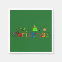 Forest Green Christmas Paper Napkin