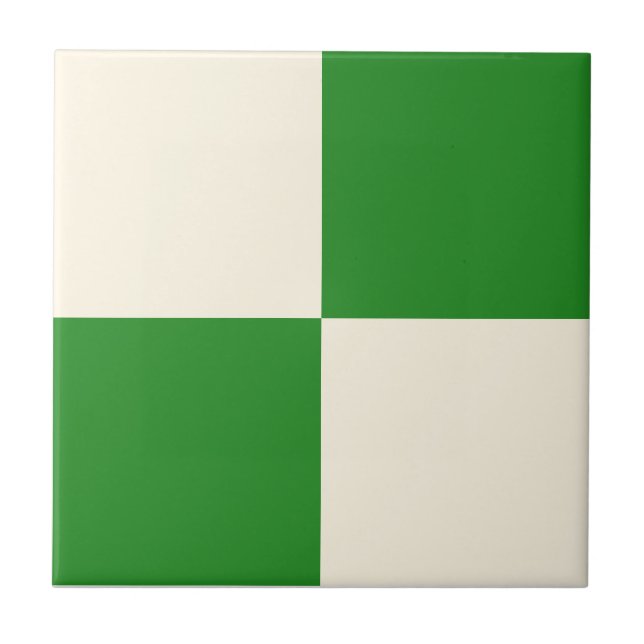 Forest Green & Cream Square Box Stilvolles Muster Fliese (Vorderseite)