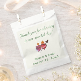 Forest-Green & Cream Two Hearts Catholic Wedding Geschenktütchen