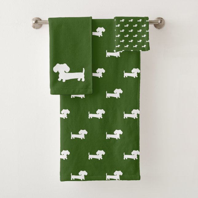 Forest Green Dackel Bad 3-teiliges Handtuchhandtuc Badhandtuch Set (Insitu)