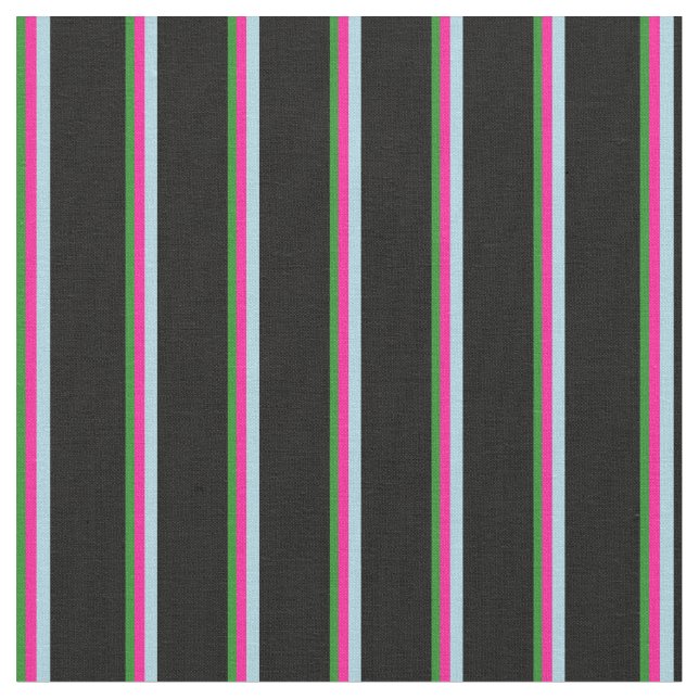 Forest Green, Deep Pink, Light Blue & Black Lines Stoff (Nahaufnahme)