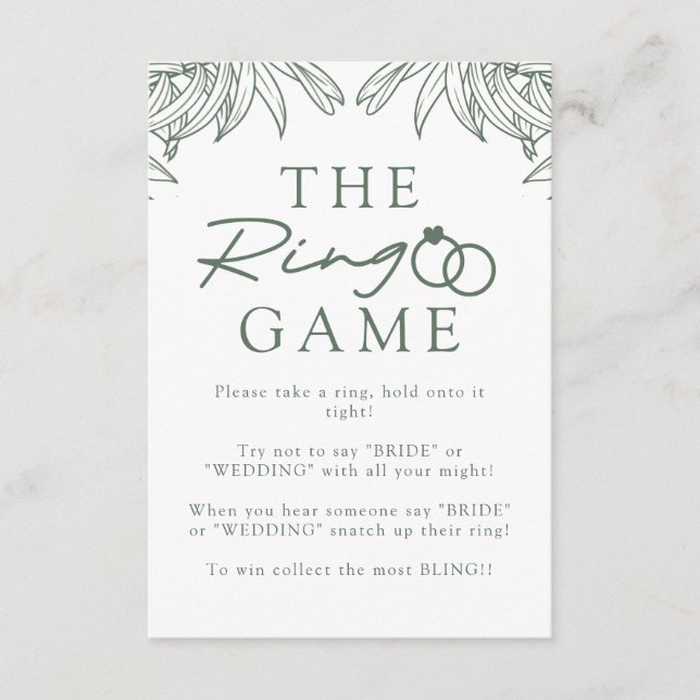 Forest Green einfache botanische Don't Say Bride Begleitkarte (Vorderseite)