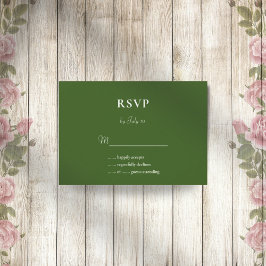 Forest Green einfache elegante Hochzeitskarte Rsvp