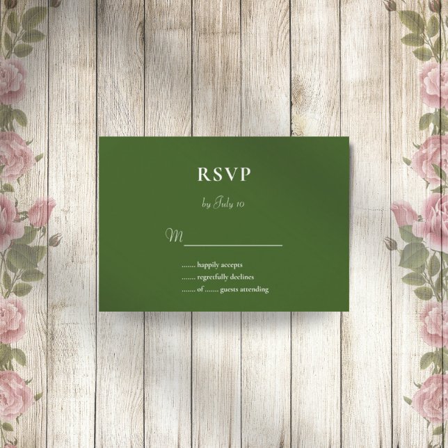 Forest Green einfache elegante Hochzeitskarte Rsvp (Von Creator hochgeladen)