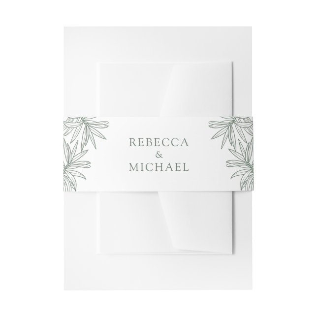 Forest Green Elegante Botanische Hochzeit Einladungsbanderole (Vorderseite Beispiel)