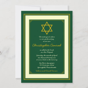 Forest Green et Gold Bar Mitzvah Invitation