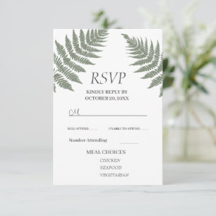Forest Green Ferns Outdoor Wedding RSVP Karte