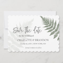 Forest Green Ferns Outdoor Wedding Save The Date