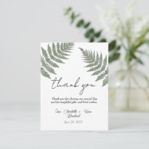 Forest Green Ferns Wedding Vielen Dank