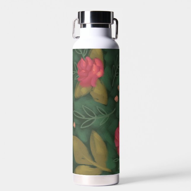 Forest Green Floral Water Flasche (Vorne)