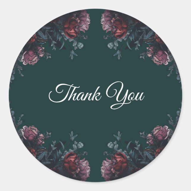 Forest Green Floral Wedding Runder Aufkleber (Vorderseite)