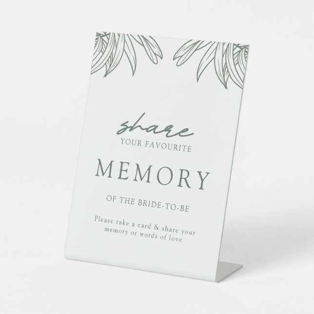 Forest Green gibt ein Memory-Brautparty-Zeichen fr Sockelschild (Vorderseite)