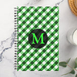 Forest Green Gingham Muster Personalisiert Monogra Planer<br><div class="desc">Personalisieren Sie dieses Produkt mit dem Buchstaben Ihrer Wahl !</div>