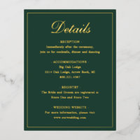Forest Green Gold Foil Wedding Card