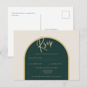 Forest Green Gold White Roses Winter Wedding UAWG Postkarte