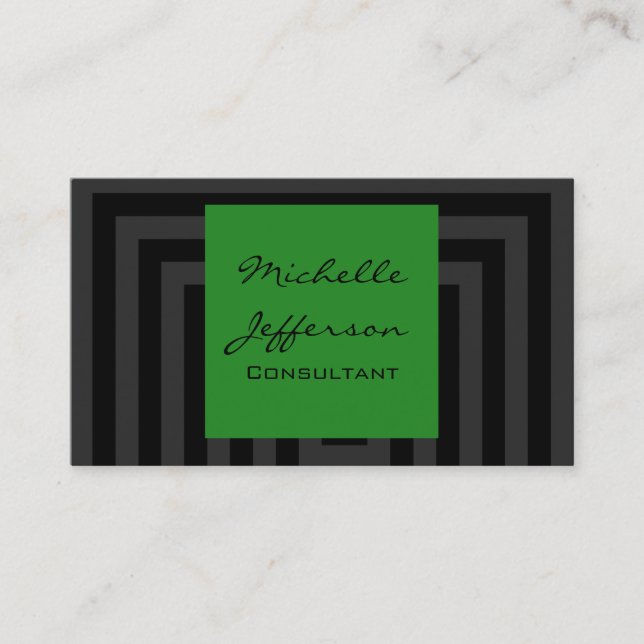 Forest Green Gray Chic Contemporary Business Card Visitenkarte (Vorderseite)