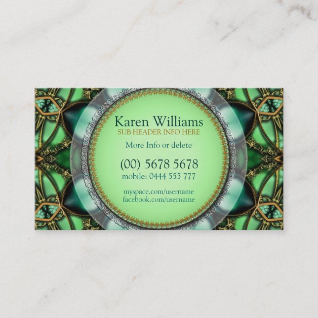 Forest Green Jewel Hearts Business Card Visitenkarte (Vorderseite)
