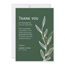 Forest Green Leaf Dankeschön Karte für Hochzeit
