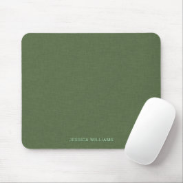 Forest-green linen personalizable typography mousepad
