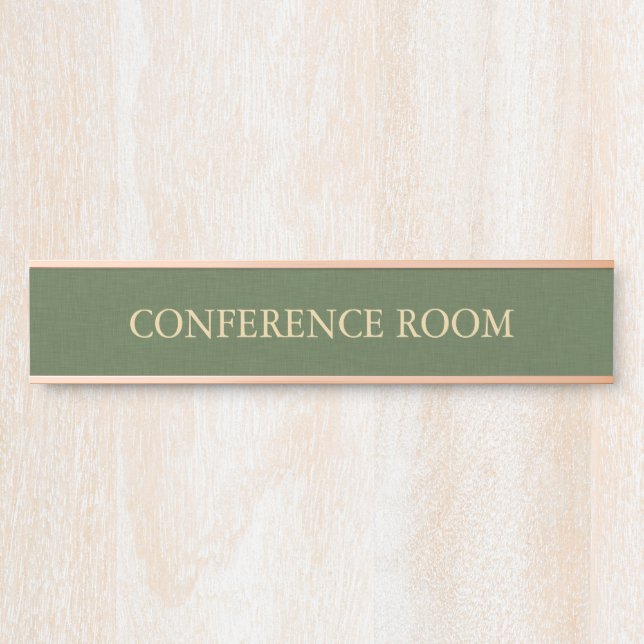 Forest Green Linen Texture  Imitation Türschild (Vorderseite )