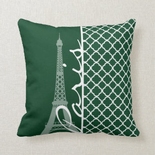 Forest Green marokkanische Quatrefolie; Paris Kissen