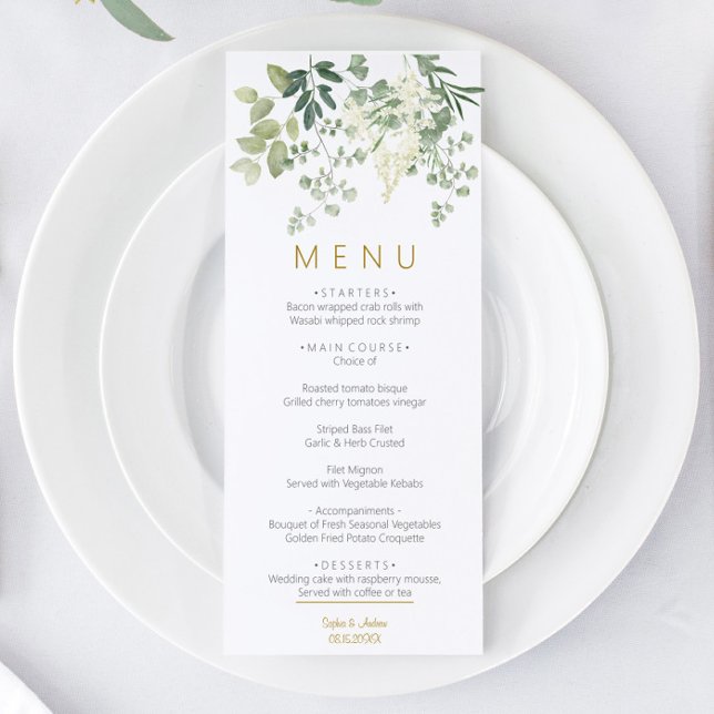 Forest Green Menu Mariage Feuille (Créateur téléchargé)