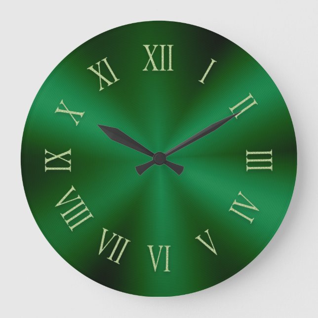 Forest Green Metallic Uhr mit römischen Zahlen (Vorderseite)