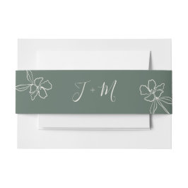 Forest Green Minimal Blumen Hochzeit Einladung Bel Einladungsbanderole