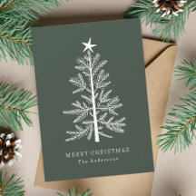 Forest Green Minimal Christmas Pine Tree Foto