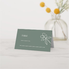 Forest Green Minimal Floral Wedding Platzkarte