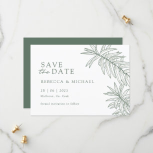 Forest Green Minimalistisch Botanic Save the Date