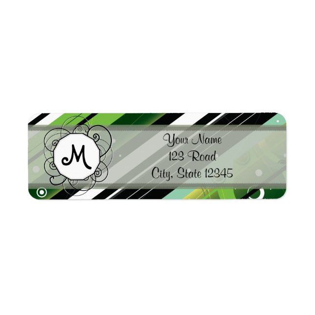 Forest Green Modern Retro Streifen mit Monogramm (Vorne)