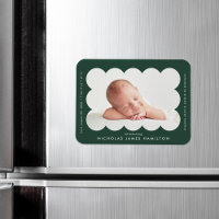 Forest Green Modern Scalloped Birth Ankündigung