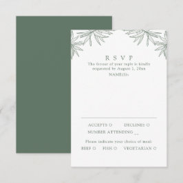 Forest Green Moderne minimale botanische Mahlzeit RSVP Karte