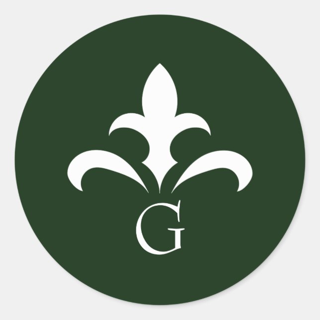 Forest Green Monogram Lilie Sticker (Vorderseite)