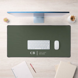 Forest Green Monogram Stilvolle Trendy Modern Schreibtischunterlage