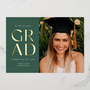 Forest Green Pressed Foil Grad Block Abschluss Folieneinladung