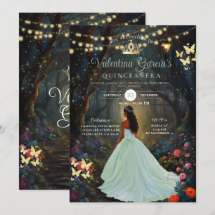 Forest Green Quinceañera 15 Anos Blume Gold Einladung