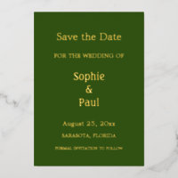 Forest Green Save the Date Foil Invitation
