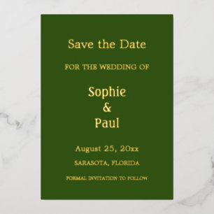 Forest Green Save the Date Foil Invitation