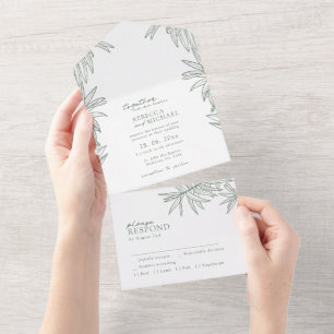 Forest Green Simple Botanic All In One Einladung
